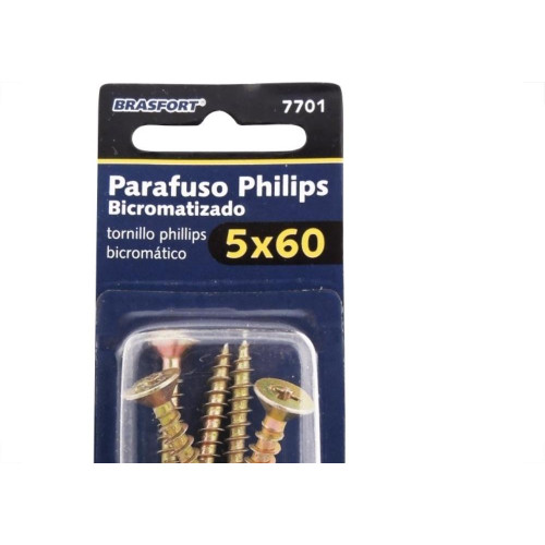 Cartela Parafuso Chipboard Brasfort Cabeca Chata Philips 5,0X60 Cartela Com 5 Pecas 7701