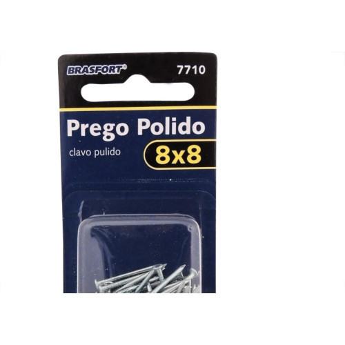 Cartela Prego Aco Polido Brasfort Com Cabeca  08X08 (1,20X18mm) Cartela Com 30 Gramas 7710