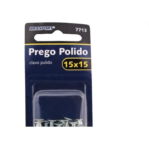 Cartela Prego Aco Polido Brasfort Com Cabeca  15X15 (2,40X34mm) Cartela Com 40 Gramas 7713