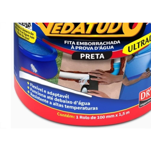 Super Fita Veda Tudo Dryko Preta 100Mm X 1,5M Ultradry