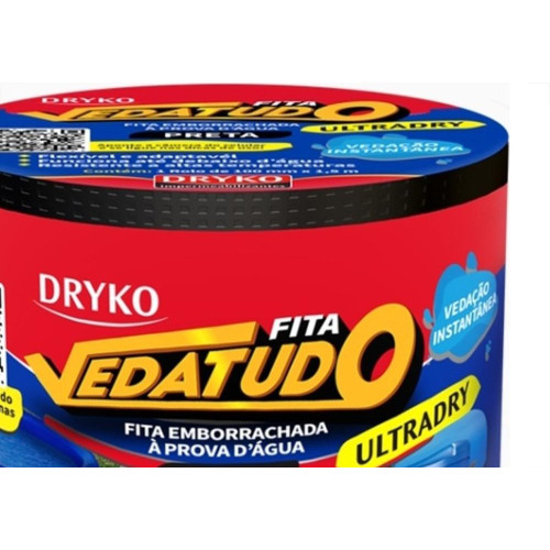 Super Fita Veda Tudo Dryko Preta 100Mm X 1,5M Ultradry