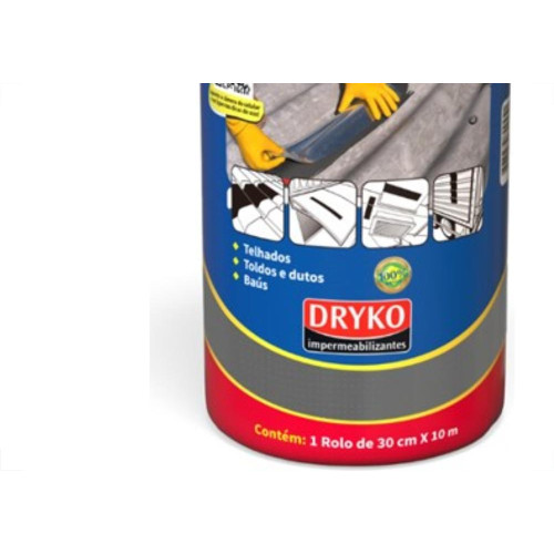 Fita Veda Tudo Dryko 30Cm X 10M Cinza Telha