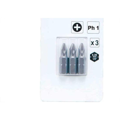 Ponteira Makita Bits Phillips Ph1 X 25Mm Curta Com 3 Pecas B-23450