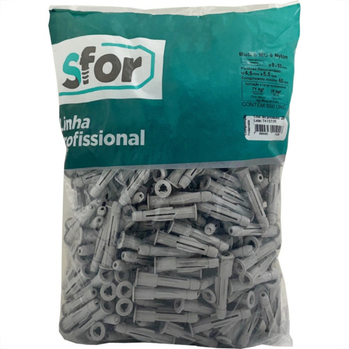 Bucha Fixacao Sforplast Baiano/Gesso Mu Nylon 08 500 Pecas 29