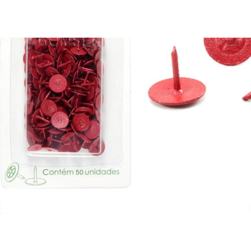 Percevejo Thomsen Vermelho Cartela Com 50 Pecas Pc-021