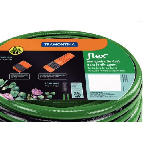 Mangueira Agua Tramontina Trancada Verde/Preta 1/2'' 15M 79167/150