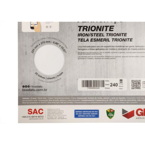 Lixa Ferro Tatu 240 Trionite K29602400025 - Kit C/25 