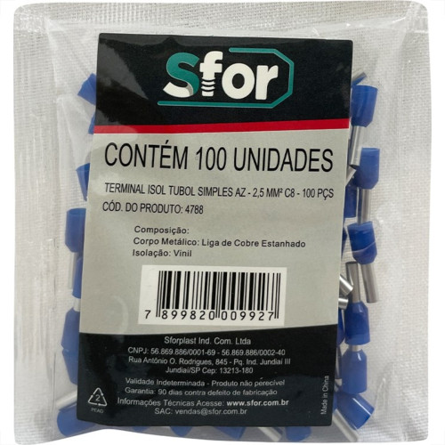 Pre-Isolado Sforplast Ilhos 2,50 C8 Azul  100pcs 4788