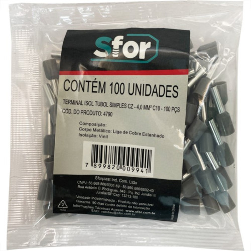 Pre-Isolado Sforplast Ilhos 4,00 C10 Cinza  100pcs 4790
