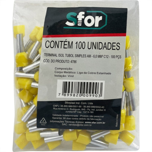 Pre-Isolado Sforplast Ilhos 6,00 C12 Amarelo  100pcs 4786