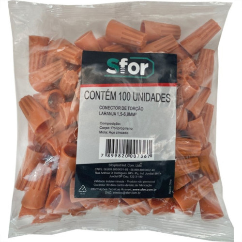 Conector Torcao Sforplast 1,5-6,0Mm Laranja  100pcs 4056