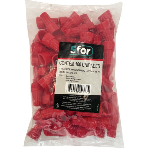 Conector Torcao Sforplast 4,5-17Mm Vermelho  100pcs 4057