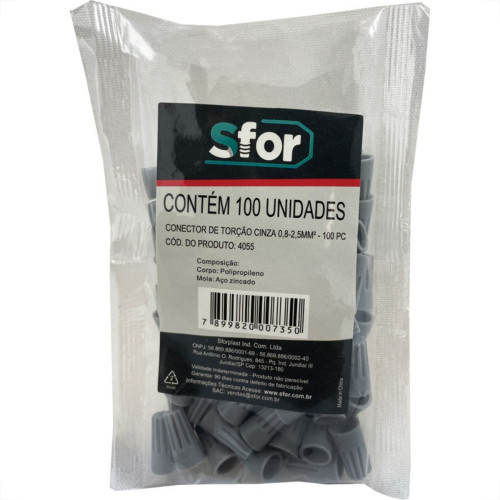 Conector Torcao Sforplast 0,8-2,5Mm Cinza  100pcs 4055