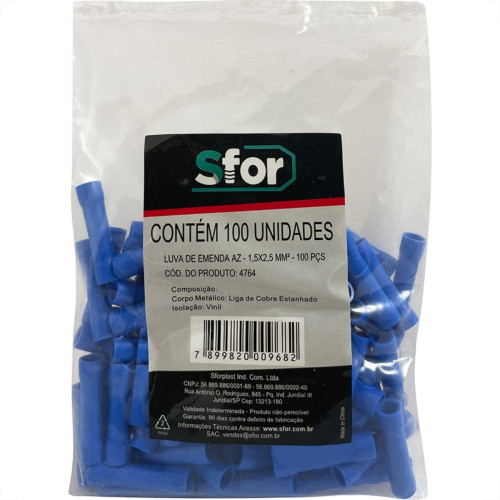 Pre-Isolado Sforplast Luva Emenda 1,5A2,5 Azul  100pcs 4764
