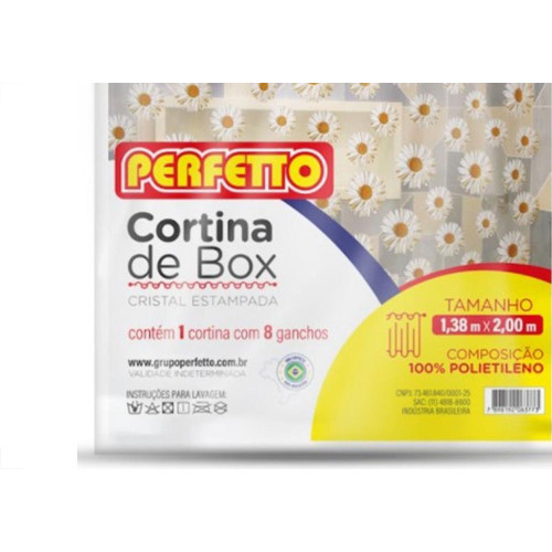 Cortina Para Box Perfetto Estampada Transparente 1,38 X 2,00M 0377