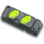 Tomada Barra Fiolux   Dupla 20A 2 Polos+Terra Preta/Verde 