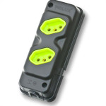 Tomada Barra Fiolux   Dupla 20A 2 Polos+Terra Preta/Verde 