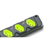 Tomada Barra Fiolux   Tripla 20A 2 Polos+Terra Preta/Verde 