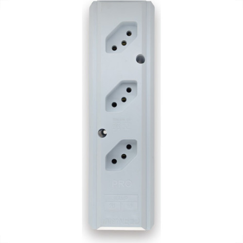 Tomada Barra Interneed Pro45Â°   Tripla 10/20A 2 Polos +Terra Branca 074168