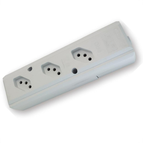 Tomada Barra Interneed Pro45Â°   Tripla 10/20A 2 Polos +Terra Branca 074168