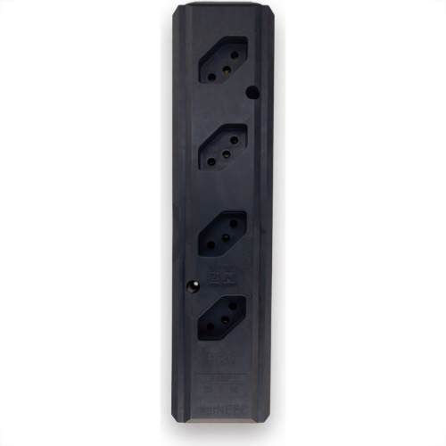 Tomada Barra Interneed Pro45Â°   Quadrupla 10/20A 2 Polos +Terra Preta 074212