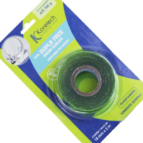 Fita Dupla Face Koretech Massa Acrilica Uso Interno Verde 18X 2M Pa432140004