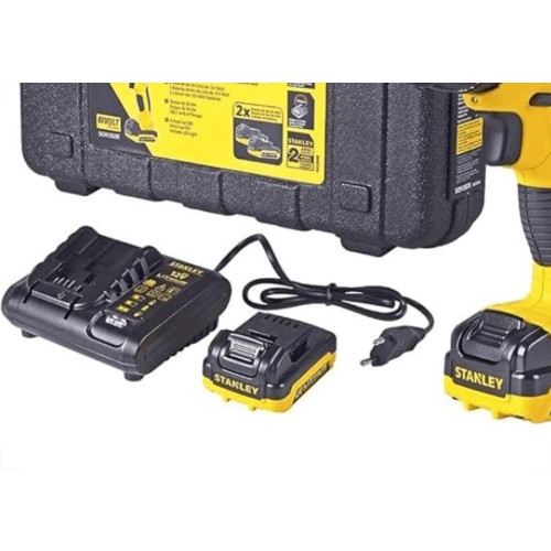 Furadeira Parafusadeira Stanley Impacto 3/8'' 12V 2Baterias 1.5Ah Com Maleta Sch121S2K-Br