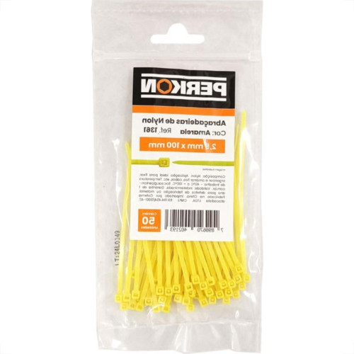 Abracadeira Nylon Perkon Amarela 25X100 50 Pecas 1361