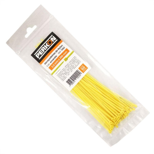 Abracadeira Nylon Perkon Amarela 25X200 50 Pecas 1362