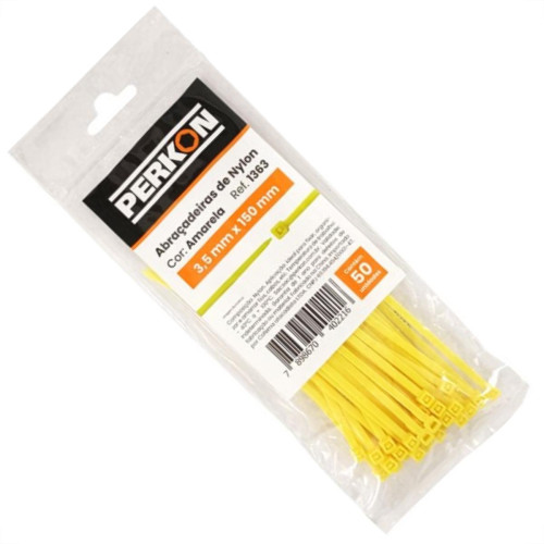 Abracadeira Nylon Perkon Amarela 35X150 50 Pecas 1363
