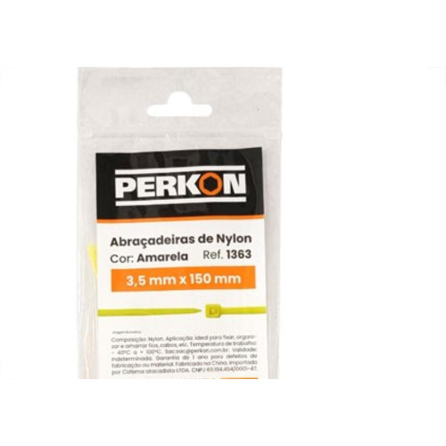 Abracadeira Nylon Perkon Amarela 35X150 50 Pecas 1363