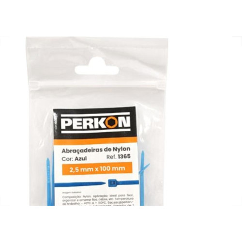 Abracadeira Nylon Perkon Azul 25X100 50 Pecas 1365