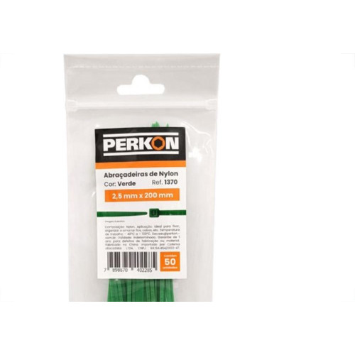 Abracadeira Nylon Perkon Verde 25X200 50 Pecas 1370