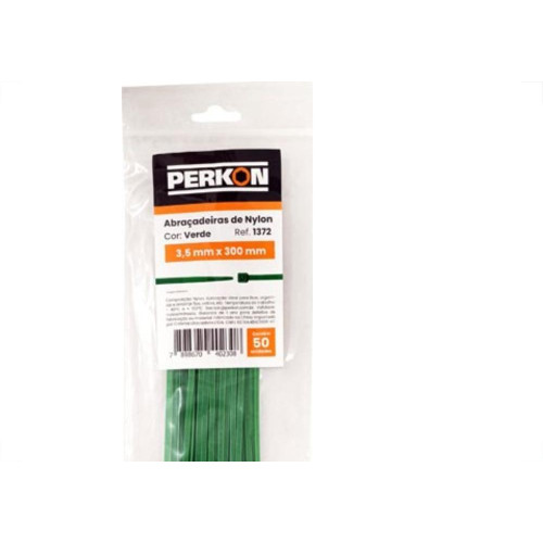 Abracadeira Nylon Perkon Verde 35X300 50 Pecas 1372