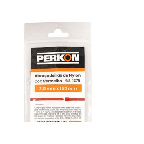 Abracadeira Nylon Perkon Vermelha 35X150 50 Pecas 1375