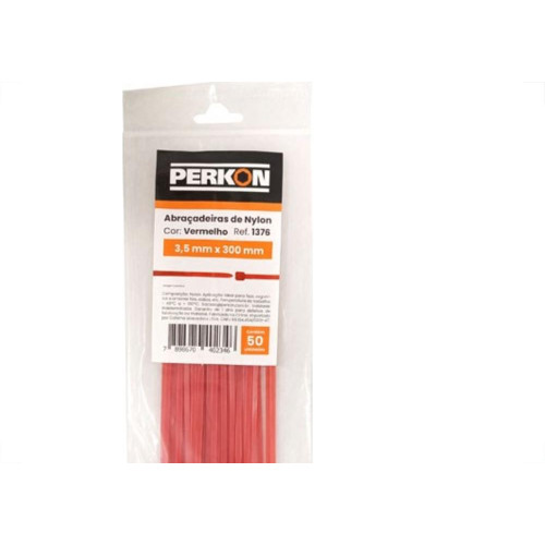 Abracadeira Nylon Perkon Vermelha 35X300 50 Pecas 1376