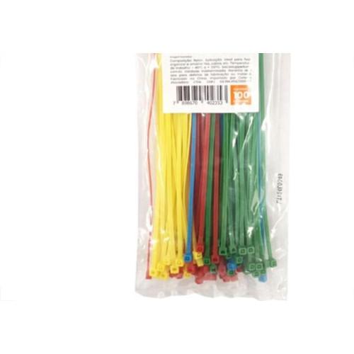 Abracadeira Nylon Perkon Amarela/Azul/Verde/Vermelha 2,5X200 100 Pecas 1377