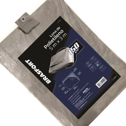 Lona Carreteiro Brasfort Cinza 5X 3M 150 Gramas Por M² 9044
