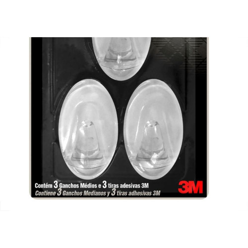 Gancho Adesivo 3M Scotch Medio 3Pecas Transparente Hb004684328