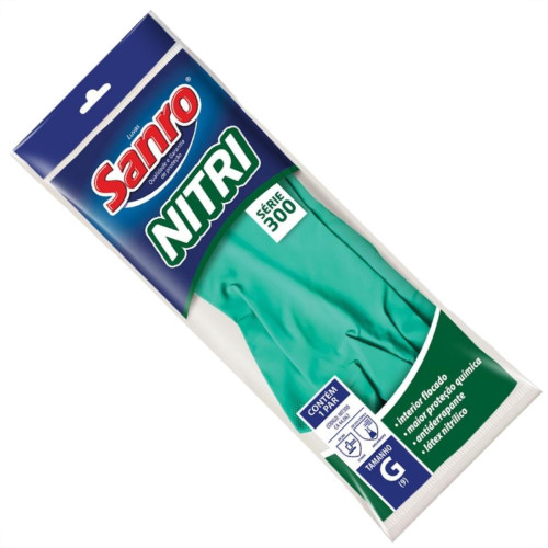 Luva Nitrilica Sanro Verde Sem Forro G Par 283N30002