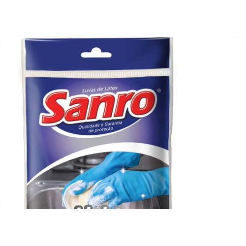 Luva Sanro Light Azul M Par 
