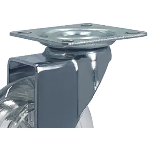 Rodizio Perkon Poliuretano Base Giratorio Transparente Sem Trava 75Mm 1239