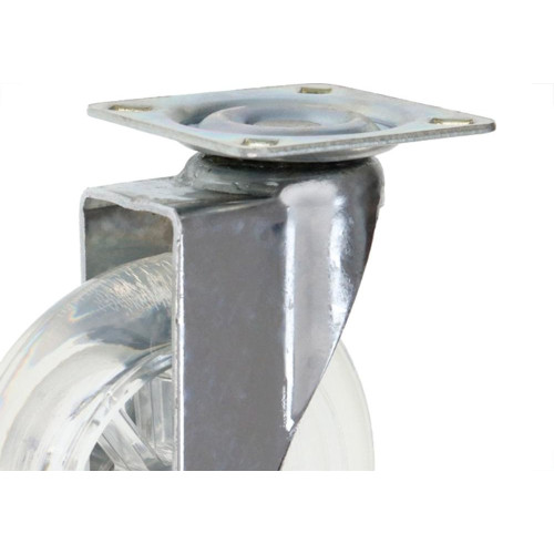 Rodizio Perkon Poliuretano Base Giratorio Transparente Sem Trava 100Mm 1240
