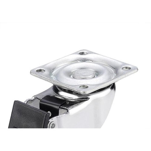 Rodizio Perkon Poliuretano Base Giratorio Transparente Com Trava 35Mm 1241