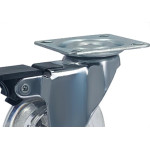 Rodizio Perkon Poliuretano Base Giratorio Transparente Com Trava 75Mm 1243