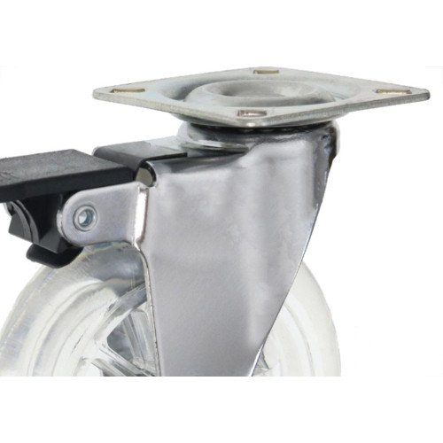 Rodizio Perkon Poliuretano Base Giratorio Transparente Com Trava 100Mm 1244