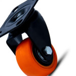 Rodizio Colson Polietileno Base Giratoria Laranja Sem Trava 41Mm 