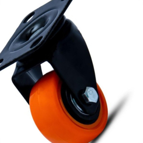 Rodizio Colson Polietileno Base Giratoria Laranja Sem Trava 41Mm 