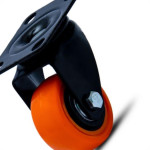 Rodizio Colson Polietileno Base Giratoria Laranja Sem Trava 50Mm 