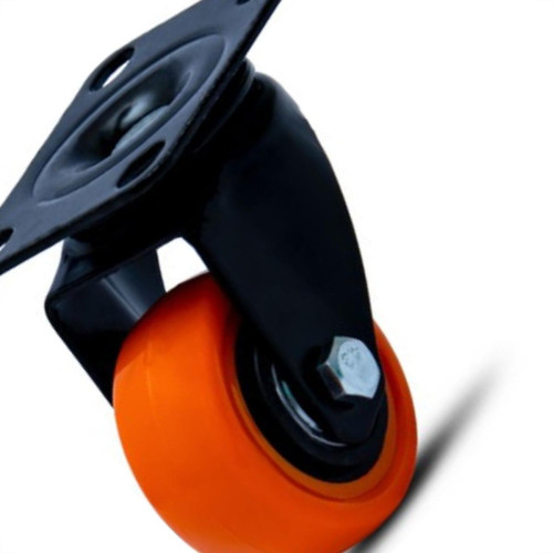 Rodizio Colson Polietileno Base Giratoria Laranja Sem Trava 50Mm 